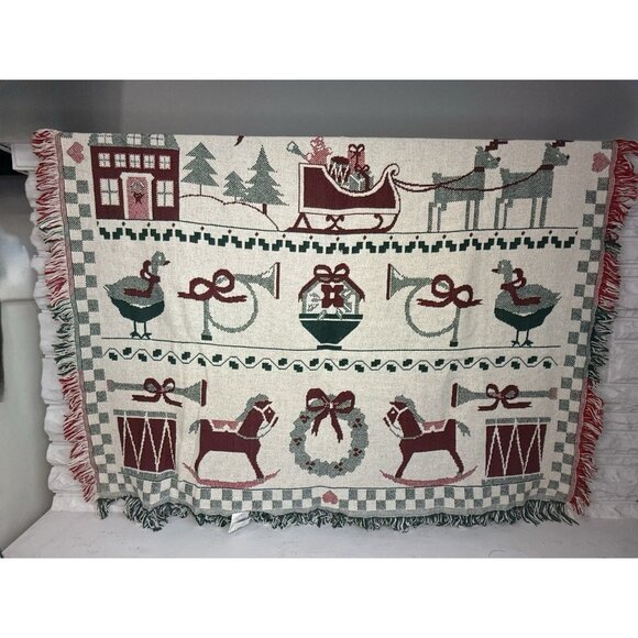 🎄 Vintage Crown Crafts Christmas Throw Blanket – Made in USA – New with Tag! 🎄 - Picture 1 of 7